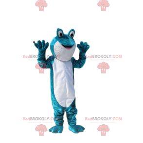 Mascotte de grenouille turquoise et blanche