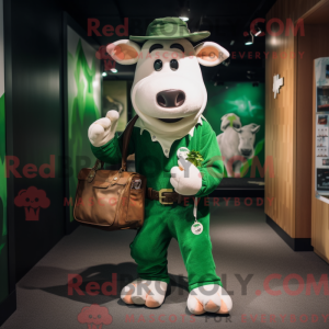 Green Hereford Cow mascot...