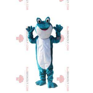 Mascote sapo turquesa e branco