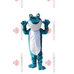 Mascote sapo turquesa e branco