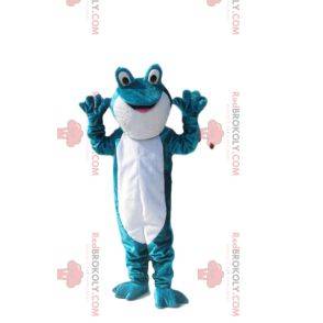 Mascotte de grenouille turquoise et blanche