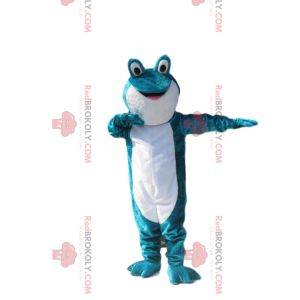 Mascotte de grenouille turquoise et blanche