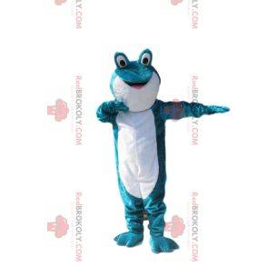 Mascote sapo turquesa e branco