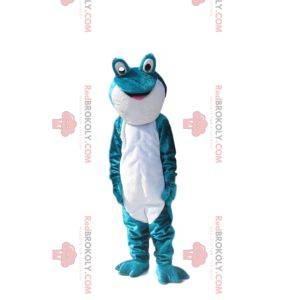 Mascotte de grenouille turquoise et blanche