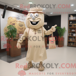 Beige biff maskot kostyme...