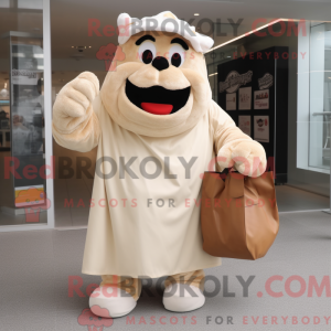 Beige biff maskot kostyme...