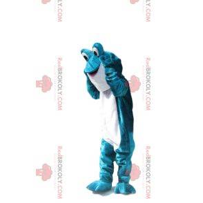 Turquoise and white frog mascot