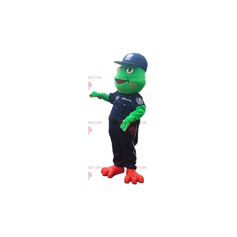 Groda maskot i polisutrustning