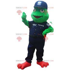 Mascotte grenouille en tenue de police