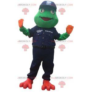 Groda maskot i polisutrustning