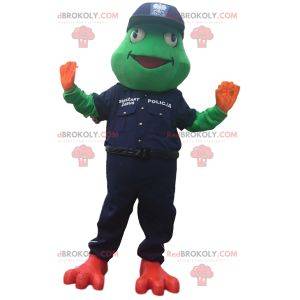 Mascotte grenouille en tenue de police