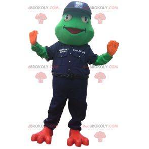 Froschmaskottchen in Polizeiausrüstung