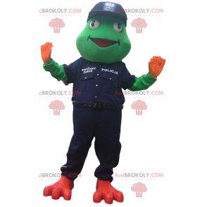 Groda maskot i polisutrustning