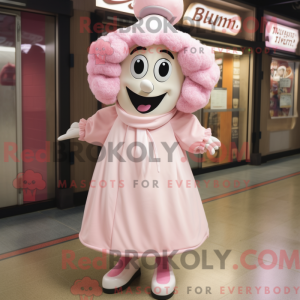 Kremrosa maskotdraktfigur...