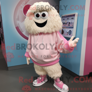 Kremrosa maskotdraktfigur...