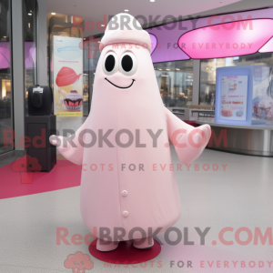 Kremrosa maskotdraktfigur...