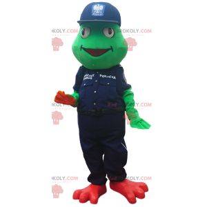 Groda maskot i polisutrustning