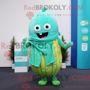 Cyan melon maskot kostyme...