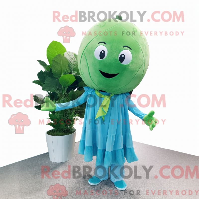 Fantasia de mascote de melão ciano com macacão e presilhas de cachecol - Mascotes de melão - REBROKO_305503 - RedBrokoly.com
