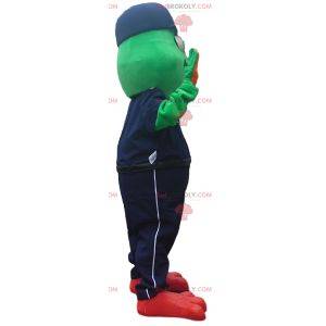 Groda maskot i polisutrustning