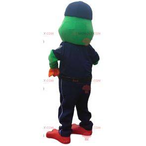 Groda maskot i polisutrustning