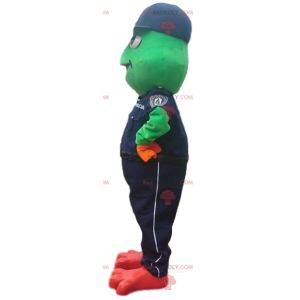 Groda maskot i polisutrustning