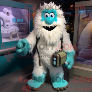 Teal Yeti mascot costume...