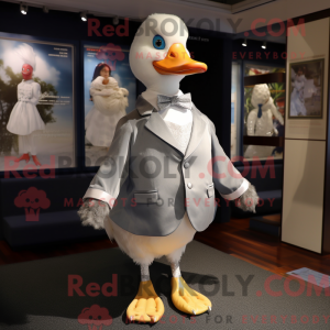 Silver Geese mascot costume...