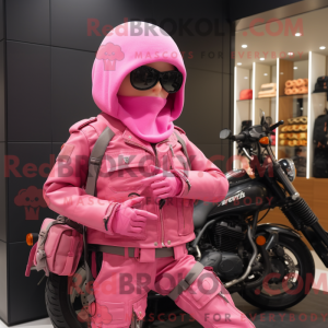 Roze Sniper-mascottekostuum...