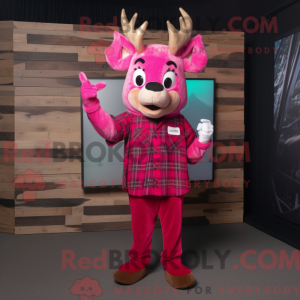 Magenta Deer maskot kostume...