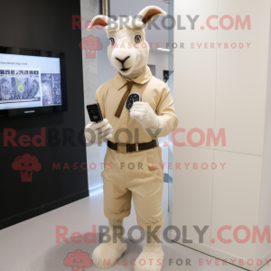 Beige geit mascottekostuum...