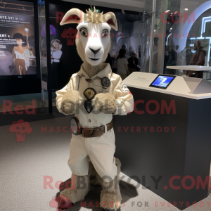 Beige Goat mascot costume...