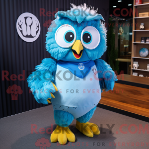 Maskotdraktfigur Cyan Owl...