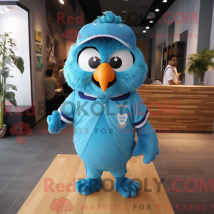 Cyan Owl mascot costume...