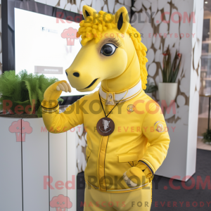 Gul hest maskot drakt...