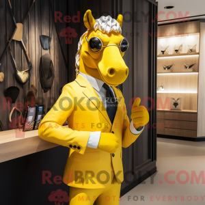 Geel paard mascotte kostuum...