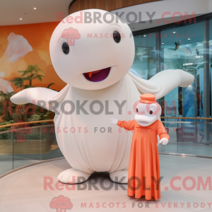 Peach Beluga Whale mascot...