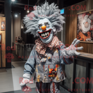 Grey Evil Clown maskot...