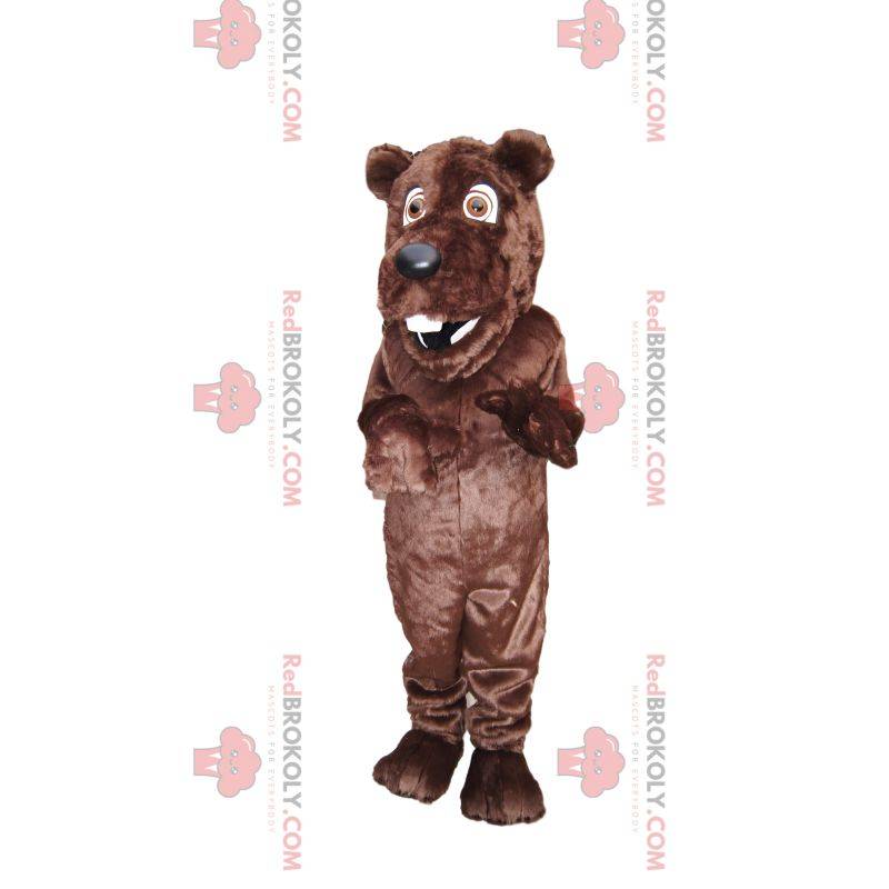 Mascote urso pardo muito feliz, com um lindo focinho preto Mascote urso pardo muito feliz, com um lindo focinho preto