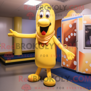 Gold Hot Dog maskot kostume...