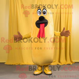 Gold Hot Dog mascot costume...