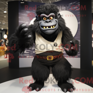Sort Ogre maskot kostume...