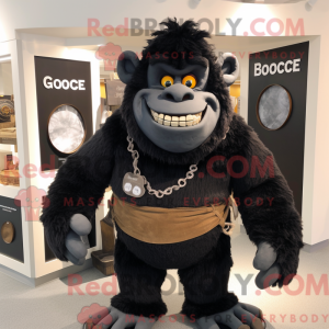 Sort Ogre maskot kostume...