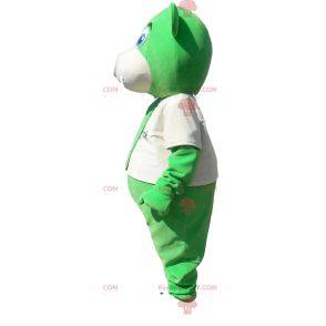 Mascote urso verde com gravata