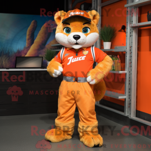 Orange Puma mascot costume...