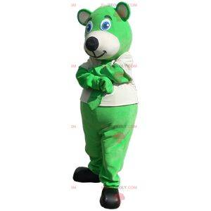 Groene beer mascotte met zijn stropdas