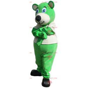 Zelený medvěd maskot s kravatou