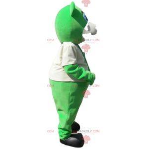Mascotte d'ours vert avec sa cravate