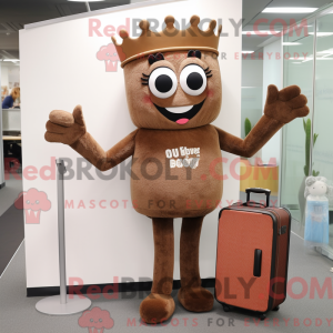 Brun Queen maskot kostume...