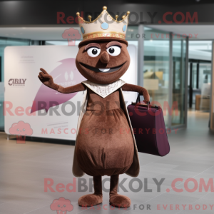 Brun Queen maskot kostume...